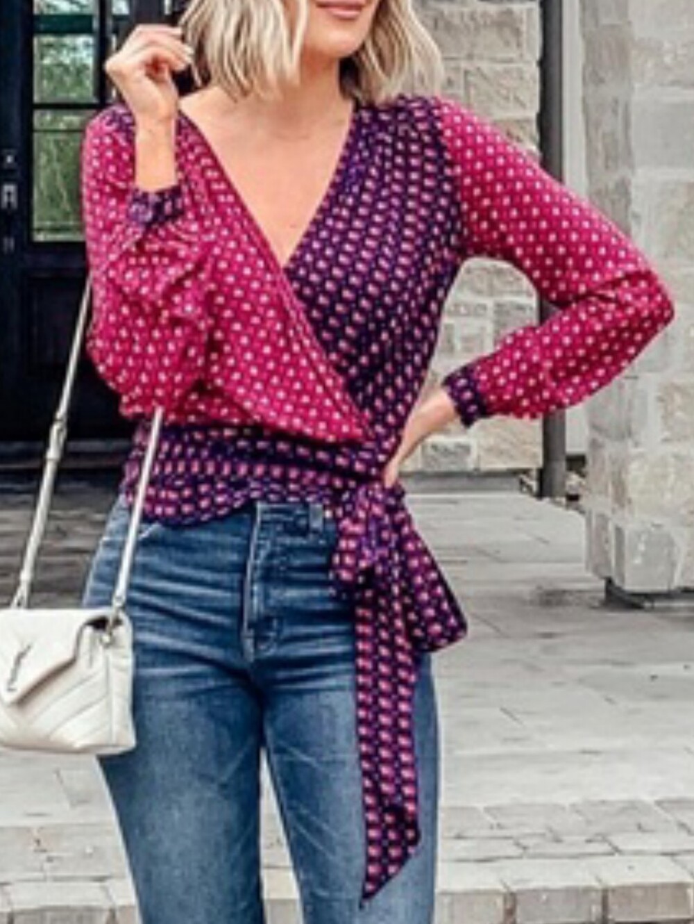 Maeve Lisa Puff-Sleeved Blouse In Pink And Navy Size 2